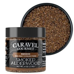Smoked Sea Salt, Cold Smoked Over Alderwood, Smoky Salt Flavor with No Articifial Flavors, 4 oz Jar - Caravel Gourmet