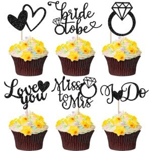 Rsstarxi 24 Pack Bridal Shower Cupcake Toppers Bride to Be Cupcake Toppers Love You Ring Miss to Mrs Cupcake Picks for Wedding Engagement Bachelorette Party Cake Decorations