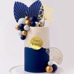 Blue White Gold Balls Cake Toppers Balls Birthday Cake Decorations for Birthday Boho Wedding Baby Shower Party Decoration (Blue White Gold)