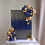 Blue White Gold Balls Cake Toppers Balls Birthday Cake Decorations for Birthday Boho Wedding Baby Shower Party Decoration (Blue White Gold)