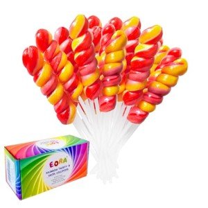Strawberry Red Twisty & Swirl Lollipops 20 Pack, Rainbow Twist Lollipops Individually Wrapped Suckers, Kid's Lollipops Candy Bulk for Birthday Party Favors