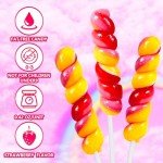 Strawberry Red Twisty & Swirl Lollipops 20 Pack, Rainbow Twist Lollipops Individually Wrapped Suckers, Kid's Lollipops Candy Bulk for Birthday Party Favors