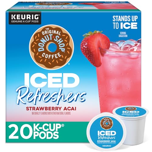 The Original Donut Shop Iced Refreshers, Strawberry Açaí Flavor, Keurig Single Serve K-Cup Pods, 20 Count