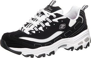 Skechers Women's D'Lites-Me Time Sneaker, Black/White, 8.5 W US
