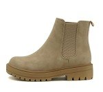 Soda Pilot ~ Women Lug Sole Low Heel Chelsea Fashion Ankle Bootie w/Double Elastic Gore (BEIGE, us_footwear_size_system, adult, women, numeric, medium, numeric_7_point_5)