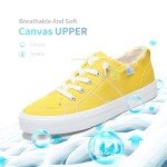 Obtaom Women's Play Fashion Sneaker Comfortable Canvas Slip on Shoes Washed Canvas Flats（Lemon Yellow，US6）