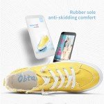 Obtaom Women's Play Fashion Sneaker Comfortable Canvas Slip on Shoes Washed Canvas Flats（Lemon Yellow，US6）