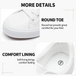 SERNIAL Women's White Tennis Shoes PU Leather Sneakers Casual Walking Shoes for Women(White,US8)