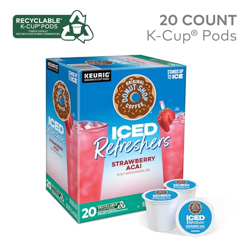 The Original Donut Shop Iced Refreshers, Strawberry Açaí Flavor, Keurig Single Serve K-Cup Pods, 20 Count