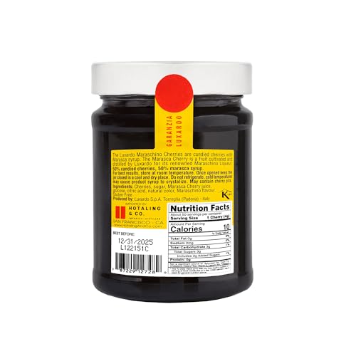 Luxardo Gourmet Cocktail Maraschino Cherries | for Old Fashioned, Manhattan and Desserts | Packed in Special Protective Bubble | 400G Jar