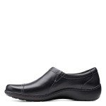 Clarks womens Cora Giny Loafer Flat, Black Tumbled/Smooth Leather, 10 Wide US