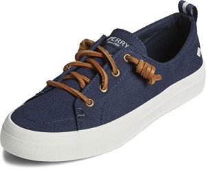 Sperry Womens Crest Vibe Linen Sneaker, Navy, 7.5