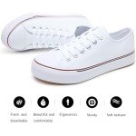 FRACORA Womens White Canvas Sneakers Low Top Canvas Shoes for Men Fashion Unisex Sneakers(White,US8.5)