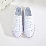 FRACORA Womens White Canvas Sneakers Low Top Canvas Shoes for Men Fashion Unisex Sneakers(White,US8.5)
