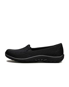 Skechers Women's Reggae Fest Willows Flat,7.5 M US,Black Mesh