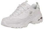 Skechers Sport womens D'LITES FRESH START Memory Foam Lace-up Sneaker,White Silver,8.5 M US
