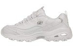 Skechers Sport womens D'LITES FRESH START Memory Foam Lace-up Sneaker,White Silver,8.5 M US