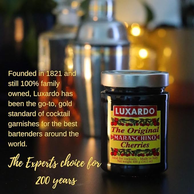 Luxardo Gourmet Cocktail Maraschino Cherries | for Old Fashioned, Manhattan and Desserts | Packed in Special Protective Bubble | 400G Jar