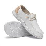 Hey Dude Women's Wendy Chambray White Sand Size 10 | Women’s Shoes | Women’s Lace Up Loafers | Comfortable & Light-Weight