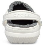Crocs Unisex Men's and Women's Classic Lined Clog | Fuzzy Slippers, White/Grey, 14 Women/12 Men