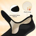 LeIsfIt Womens Slippers Wide Diabetic Shoes Adjustable Walking Shoes Arthritis Edema House Shoes Indoor Outdoor Slippers Black Size 9