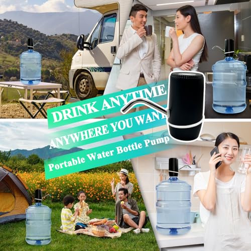 5 Gallon Water Dispenser, Electric Water Bottle Pump with Switch and USB Charging, Portable Automatic Water Dispenser Pump for Camping, Travel, Home, Kitchen, Office