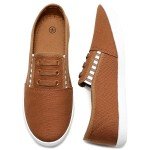 kufeiti Women's Canvas Slip On Shoes Sneakers for Women Fashion Comfortable White Black Elastic Sneakers for Women (10, Tan, Numeric_10)