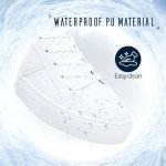 Adokoo Women's Fashion Sneakers PU Leather Casual Shoes White Tennis Low Top Shoes Womens Lace Up Sneakers(White,US8)