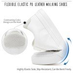 Adokoo Women's Fashion Sneakers PU Leather Casual Shoes White Tennis Low Top Shoes Womens Lace Up Sneakers(White,US8)