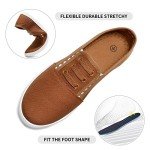 kufeiti Women's Canvas Slip On Shoes Sneakers for Women Fashion Comfortable White Black Elastic Sneakers for Women (10, Tan, Numeric_10)