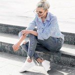 Adokoo Women's Fashion Sneakers PU Leather Casual Shoes White Tennis Low Top Shoes Womens Lace Up Sneakers(White,US8)