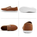 kufeiti Women's Canvas Slip On Shoes Sneakers for Women Fashion Comfortable White Black Elastic Sneakers for Women (10, Tan, Numeric_10)