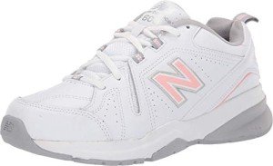 New Balance Women's 608 V5 Casual Comfort Cross Trainer, White/Pink, 7 Wide
