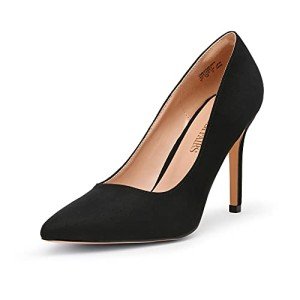 DREAM PAIRS Women's Closed Toe High Heels Dress Pointed Toe Wedding Pump Shoes,Size 8.5,Black/Suede,Christian-New