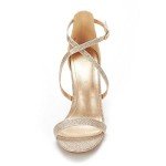 DREAM PAIRS Womens Dolce Fashion Stilettos Open Toe Pump Heel Sandal Gold Glitter - 7.5