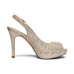DREAM PAIRS Women's Invest High Heels Platform Sexy Dress Rhinestones Peep Toe Pumps Shoes, Gold Glitter, Size 8.5