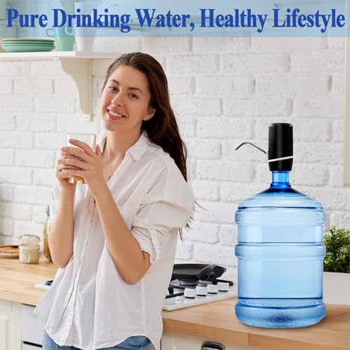 5 Gallon Water Dispenser, Electric Water Bottle Pump with Switch and USB Charging, Portable Automatic Water Dispenser Pump for Camping, Travel, Home, Kitchen, Office