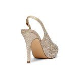 DREAM PAIRS Women's Invest High Heels Platform Sexy Dress Rhinestones Peep Toe Pumps Shoes, Gold Glitter, Size 8.5
