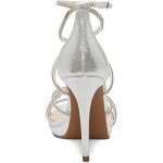 Jessica Simpson Women's Jaeya Strappy Dress Sandal Heeled, Platinum, 7 M US
