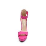 DREAM PAIRS Women's Hi-Lo High Heel Platform Pump Sandals HOT Pink-Suede, Size 8