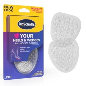 Dr. Scholl's Love Your Heels & Wedges Ball of Foot Cushions, All-Day Comfort for High Heels, Relieve & Prevent Shoe Discomfort, No Sliding Stopper Pads, 1 Pair