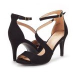 DREAM PAIRS Womens NILE Fashion Stilettos Open Toe Pump Heel Sandal, Black - 9