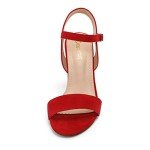 DREAM PAIRS Women's Chunky Heels Open Toe Ankle Strap High Block Comfy Dress Heel Sandals Pumps Shoes,Size 9,RED/Suede,Gisela-1