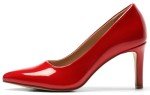 DOBOLIN Women's Heels Pointed Toe Pumps Closed Toe High Heels Stiletto Comfortable Business Heels 3-Inch Wedding Party Dress Shoes Red Patent Size 7.5