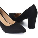 Heel The World Black Pumps for Women High Chunky Block Closed Toe Heels,Slip On Pointed Toe Work Dress Office Wedding Party Pumps Shoes,Size 7