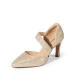 DREAM PAIRS Women's High Heels Pumps Dress Closed Pointed Toe Comfortable D'Orsay Pumps Shoes for Work Office Wedding Dancing,Size 8.5,Gold-Glitter,SDPU2350W