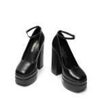 DREAM PAIRS Women's Platform High Heels Closed Toe Chunky Block Pumps Square Toe Ankle Strap Dress Fashion Party Y2K Shoes,Size 8,Black-PU,SDPU2471W