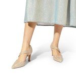 DREAM PAIRS Women's High Heels Pumps Dress Closed Pointed Toe Comfortable D'Orsay Pumps Shoes for Work Office Wedding Dancing,Size 8.5,Gold-Glitter,SDPU2350W