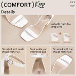 IDIFU White Heels High Chunky Block Heels Square Open Toe Ankle Strap Heeled Sandals Wedding Bridal Prom Dressy Comfortable Sexy Trendy Bride Bridesmaid Dress Shoes Cute Thick Heels(White Pu, 8)