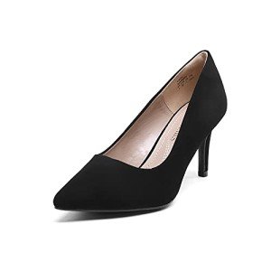 DREAM PAIRS Women's High Stiletto Heels Closed Pointed Toe Dress Pumps Shoes for Wedding Work Office Business, 3 Inches,Size 8,Black/Nubuck,KUCCI